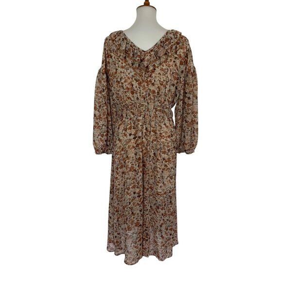 Entro Dress Medium Brown Long Sleeve Boho Festival Cottagecore - Picture 5 of 7